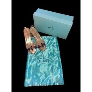Azuree Cannes France Platino Rhinestone Clear Slingback Sandals w/ box & dustbag